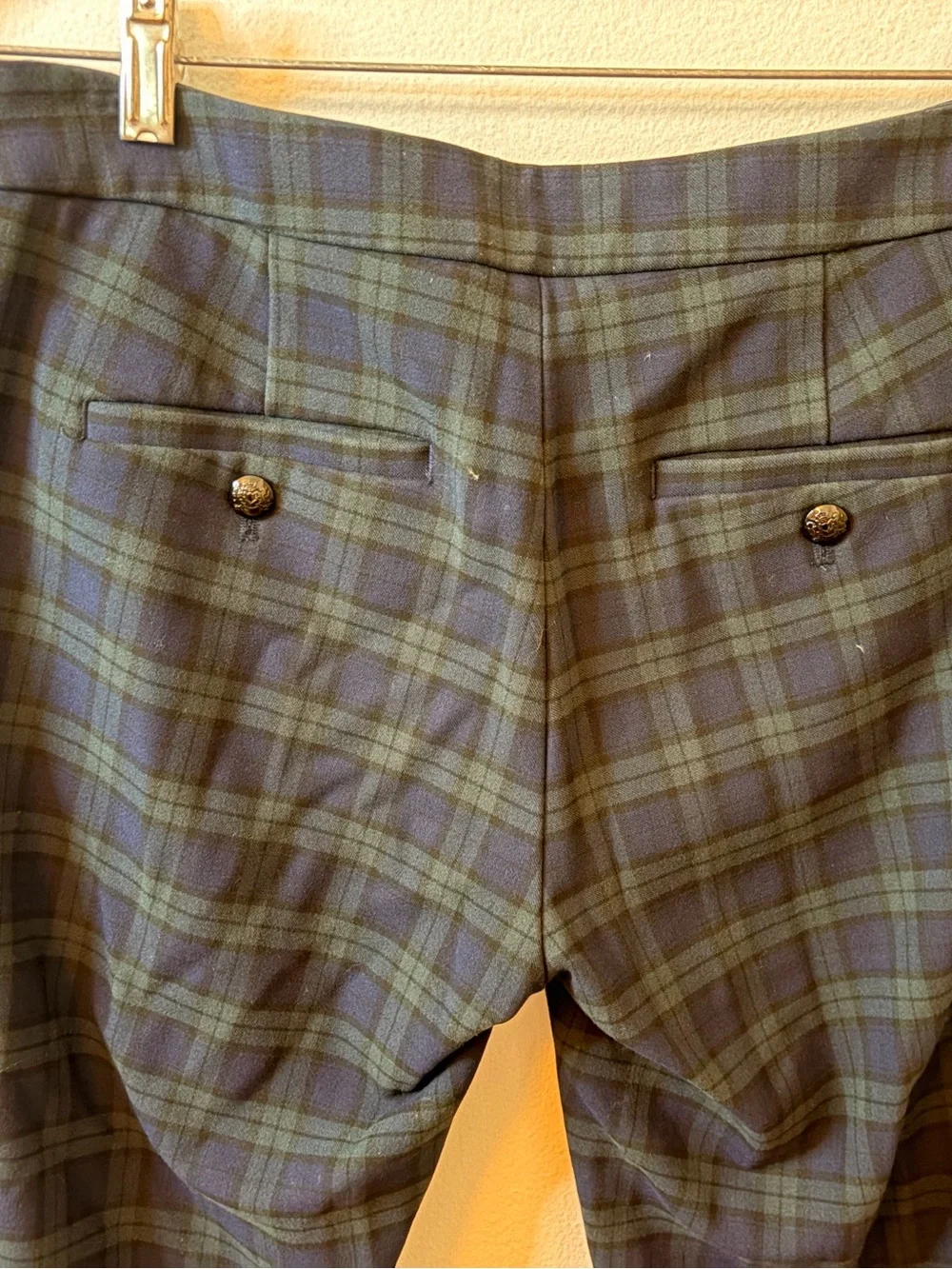 Banana Republic womens Navy and Green Plaid Dress Pants